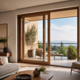 Wooden balcony door